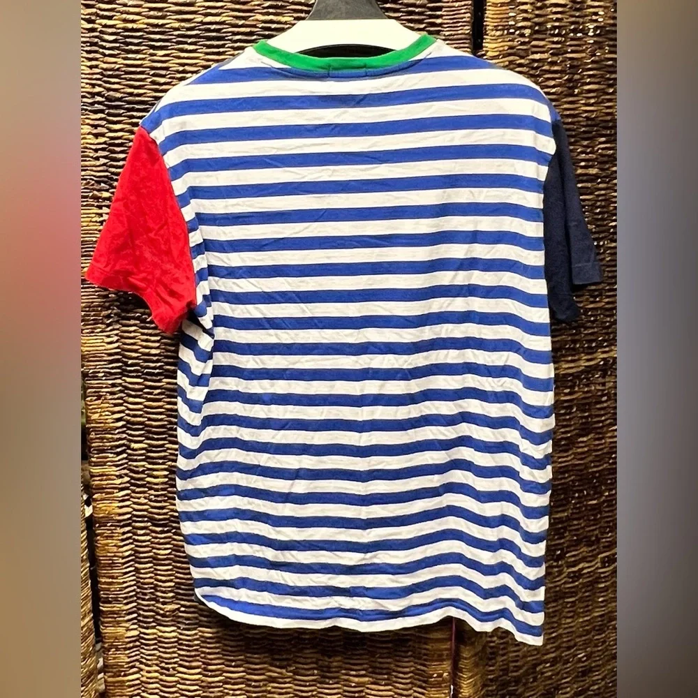 Polo by Ralph Lauren- Mens- Blue, Red,White, and Green Striped Tee,‎ Medium